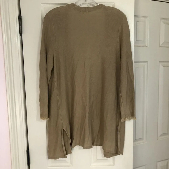 2/$30 J Jill Linen Blend Cardigan Sweater Womens Med Tan Bohemian Lagenlook - Picture 7 of 9